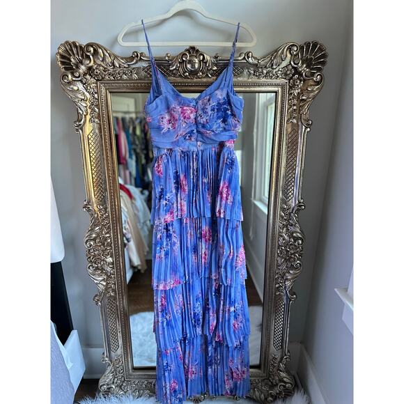 ASTR The Label Daytona Pleated Floral Maxi Dress Periwinkle Pink Medium - Picture 9 of 9
